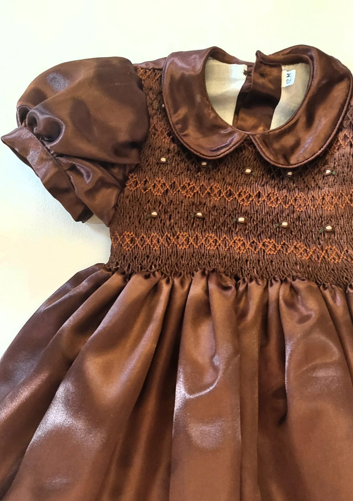 LUX GALAXY CHOCOLATE BROWN SMOCKED DRESS