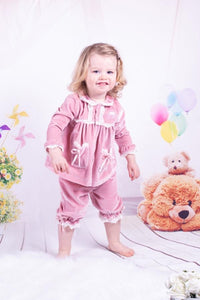 Beau Kids Pink Velvet Pyjamas