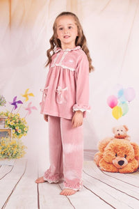 Beau Kids Pink Velvet Pyjamas