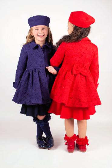 Red or Navy Lace Coat with Pillbox Hat