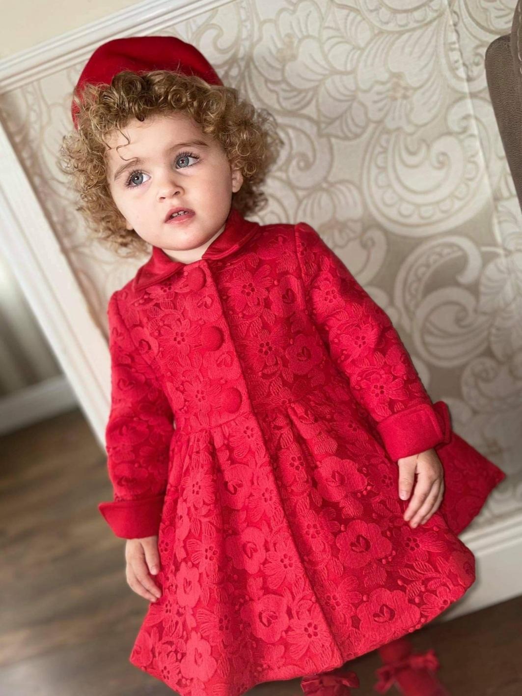 Red or Navy Lace Coat with Pillbox Hat